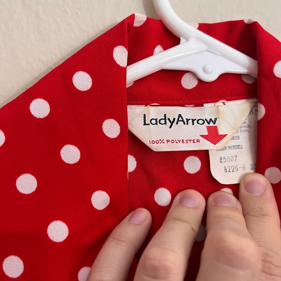 Red, white polka dot blouse - Picture 3 of 9